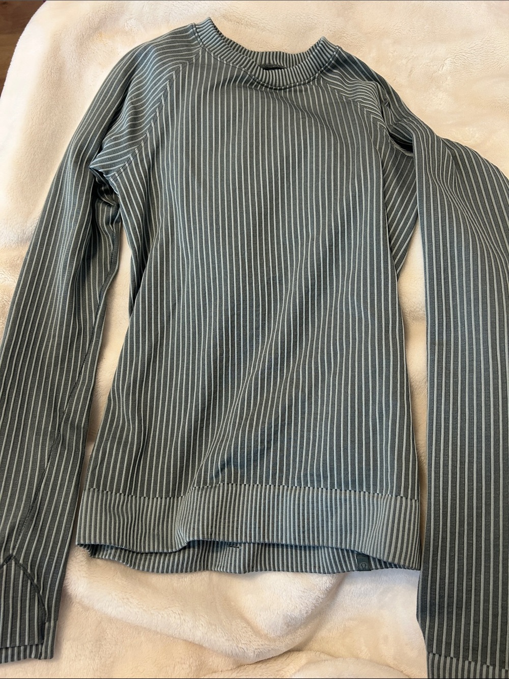 lululemon athletica Green Pinstripe Long Sleeve Top